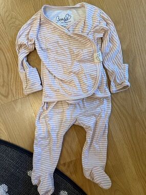 Bonbijou Pink Stripe Baby Footie One-Piece